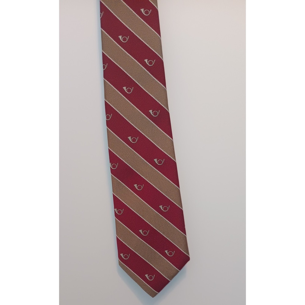 Vintage Mens Tie Custom Design Stripe Posthorn Mailman Music Novelty Academia - Picture 4 of 4
